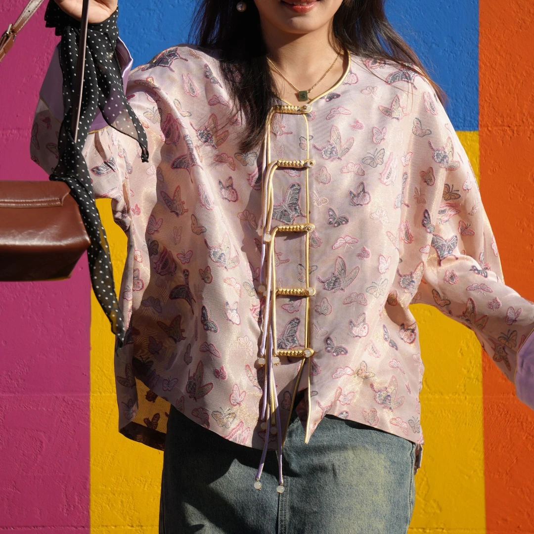 【2015】非遗高端新中式国风女装双面异色四经绞罗上衣百蝶图女外套