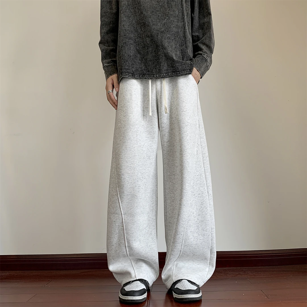 情侣运动裤男女慵懒弯刀卫裤宽松显瘦收胯休闲裤抽绳松紧腰长裤子