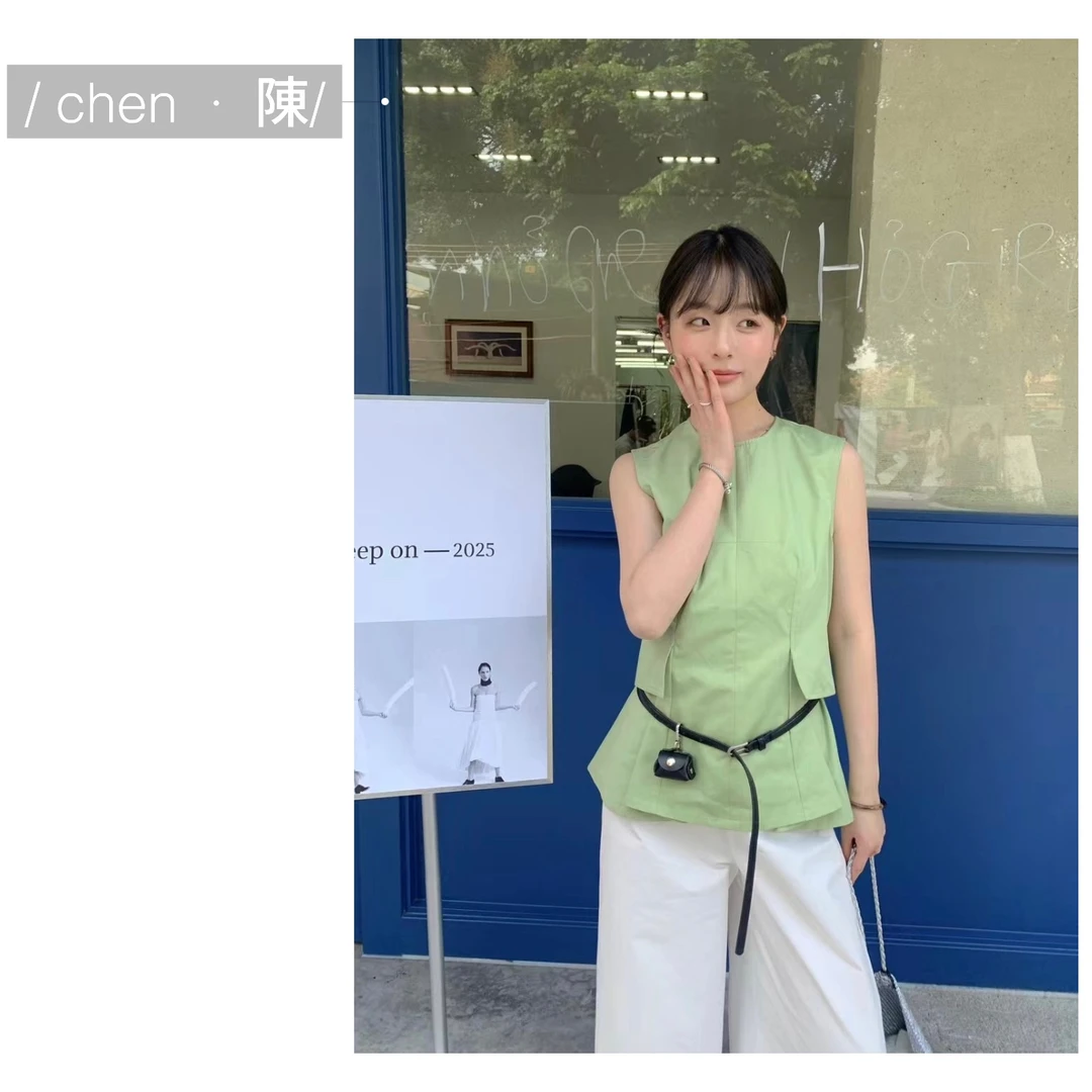 chen·陳极简  荷叶边  无袖上衣