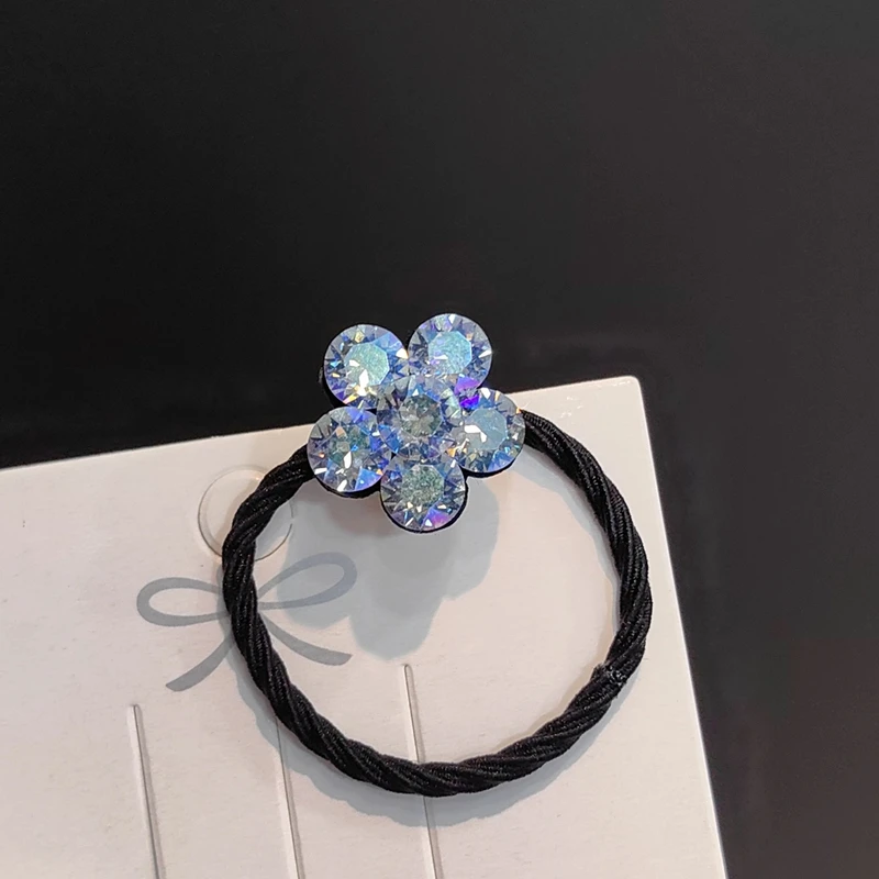 韩版施家钻小花发绳网红款拇指圈皮筋2024新款摩卡色头绳可爱发饰