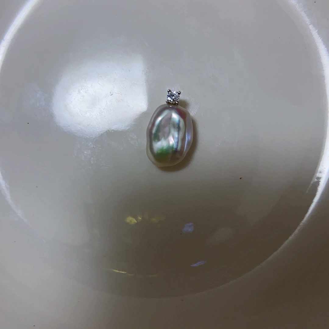 淡水珍珠银S925镶嵌吊坠(不含链)