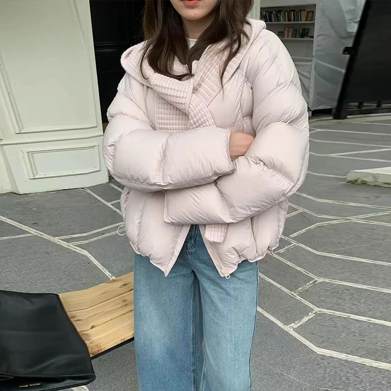 2025新款保暖时髦洋气减龄百搭甜美风显瘦外套少女感针织连帽棉服