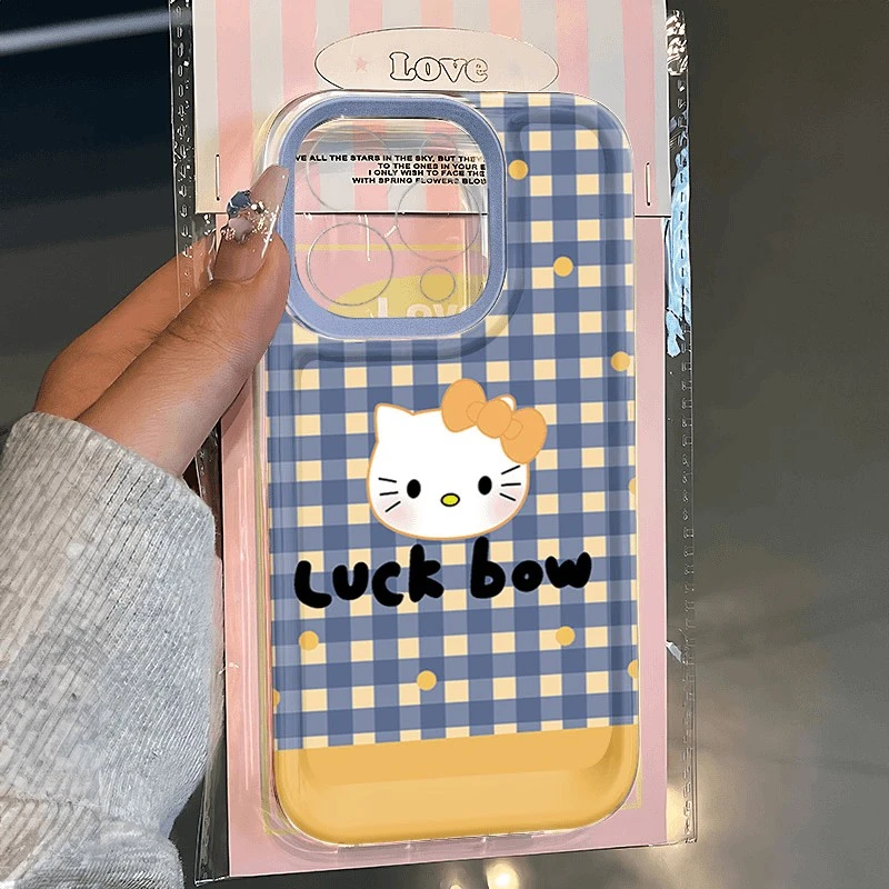 蓝黄格子KT适用IPhone16ProMax手机壳15/14防摔13透明12软壳11/xs
