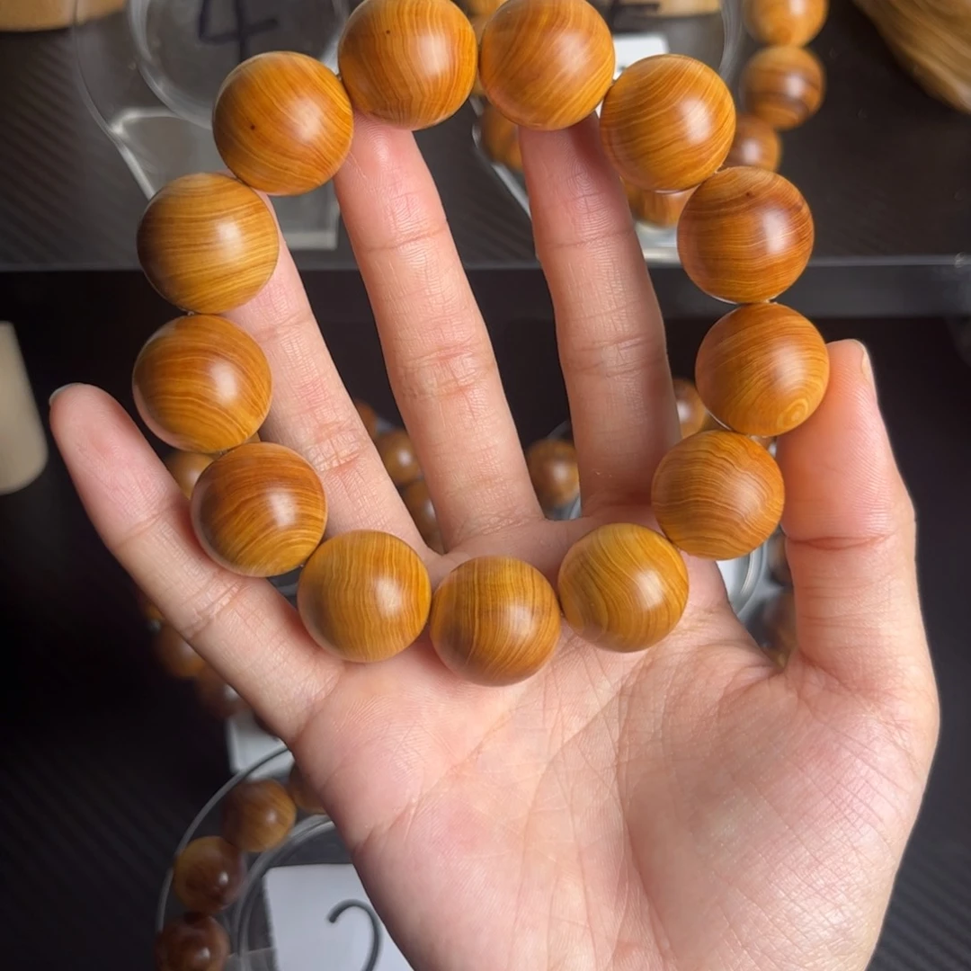 柏木（崖柏）太行崖柏手串18红油蚕丝纹精品