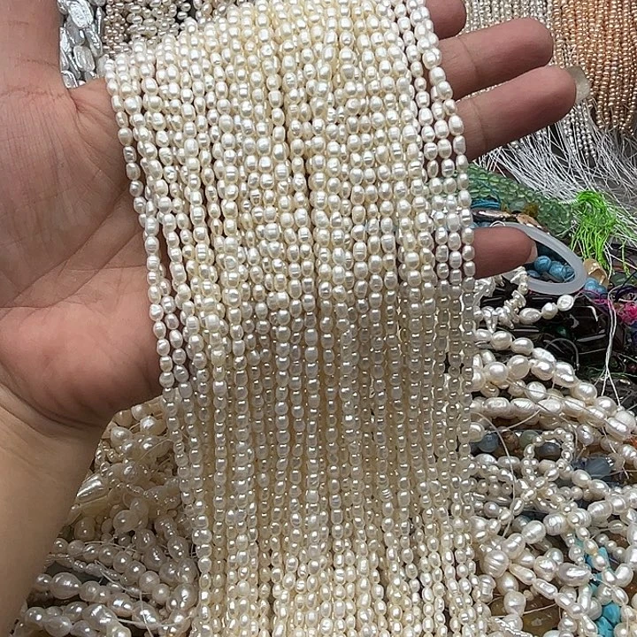 玛瑙/玉髓未镶嵌珠宝半成品一条3.5mm左右米珠珍珠