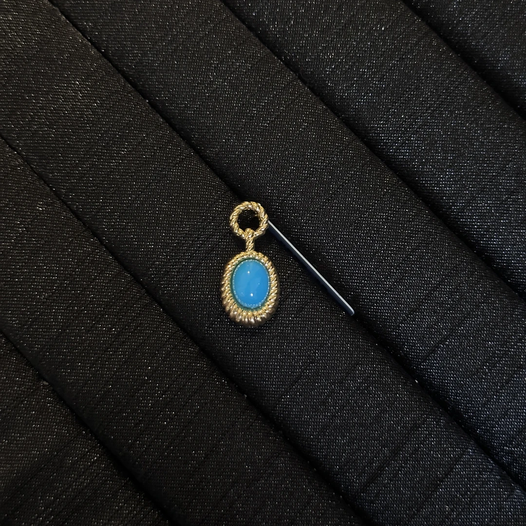 【米迦珠宝】暴力蓝天然美松石18K金镶嵌吊坠+链子