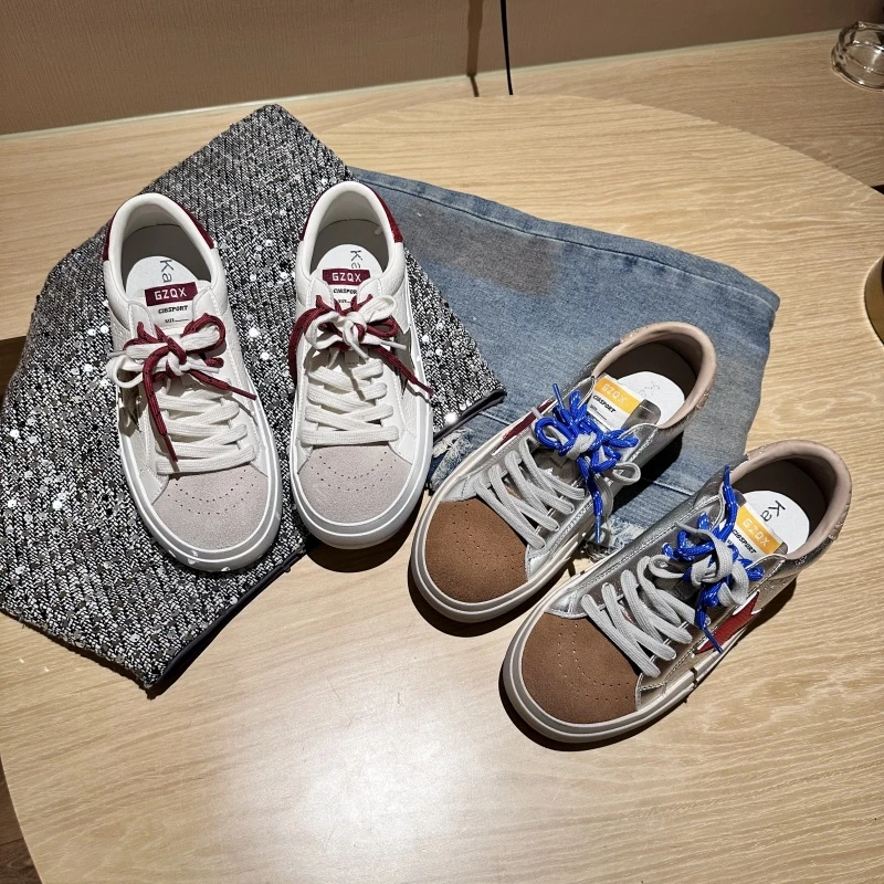 星星真皮做旧小脏鞋2025新款ins休闲百搭运动板鞋休闲鞋