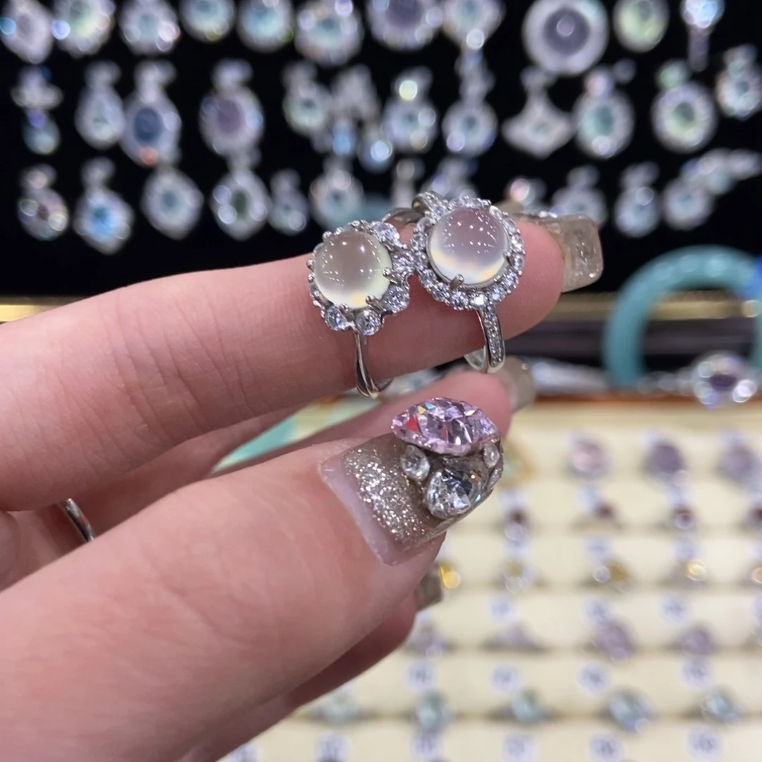 蛇纹石玉银S925镶嵌戒指