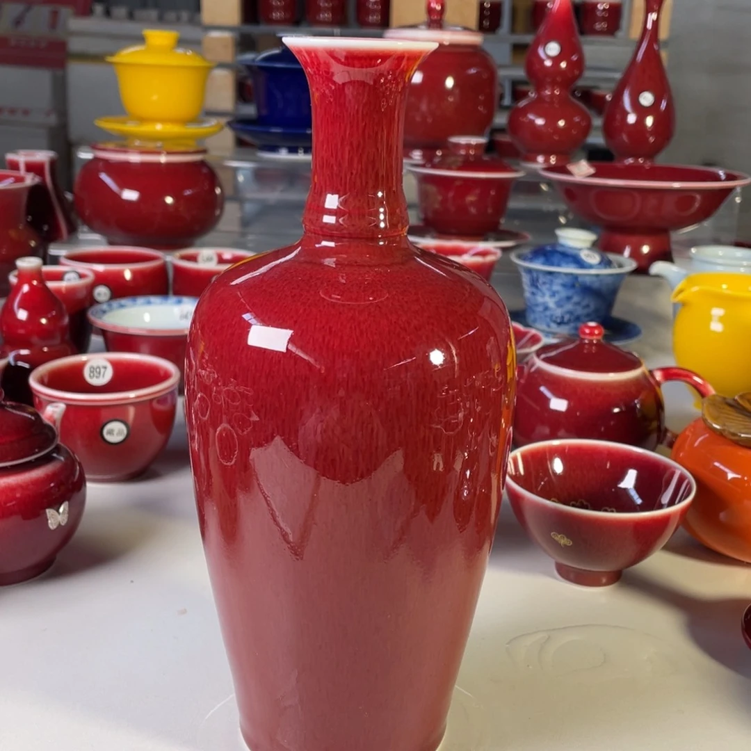 清欢雅玩原矿郎红福利莱菔瓶高23c m