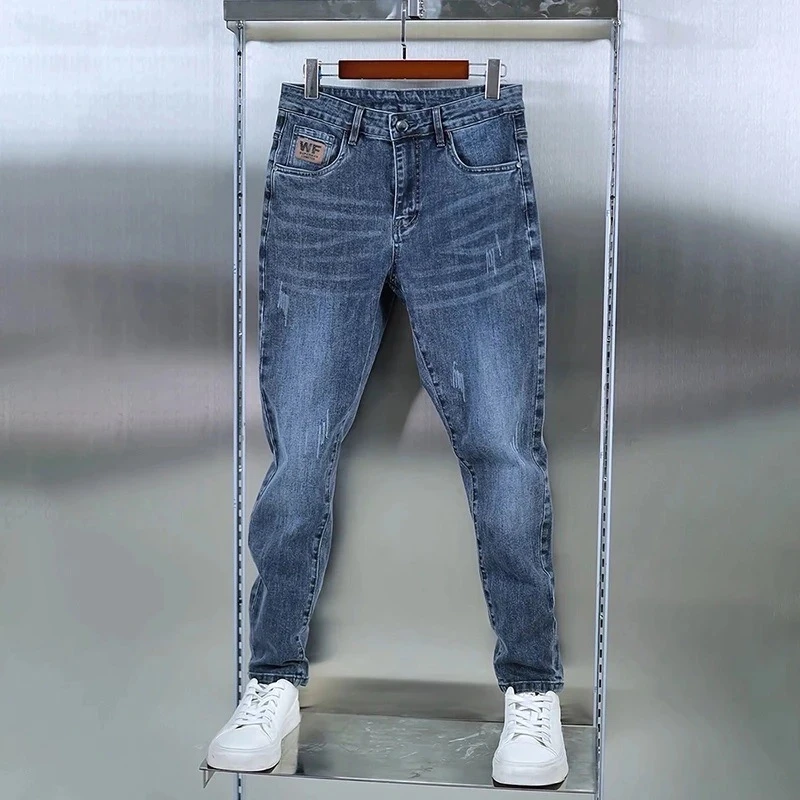 轻奢大牛水洗男士牛仔裤弹力小直筒秋季显瘦高端潮流裤子男高品质