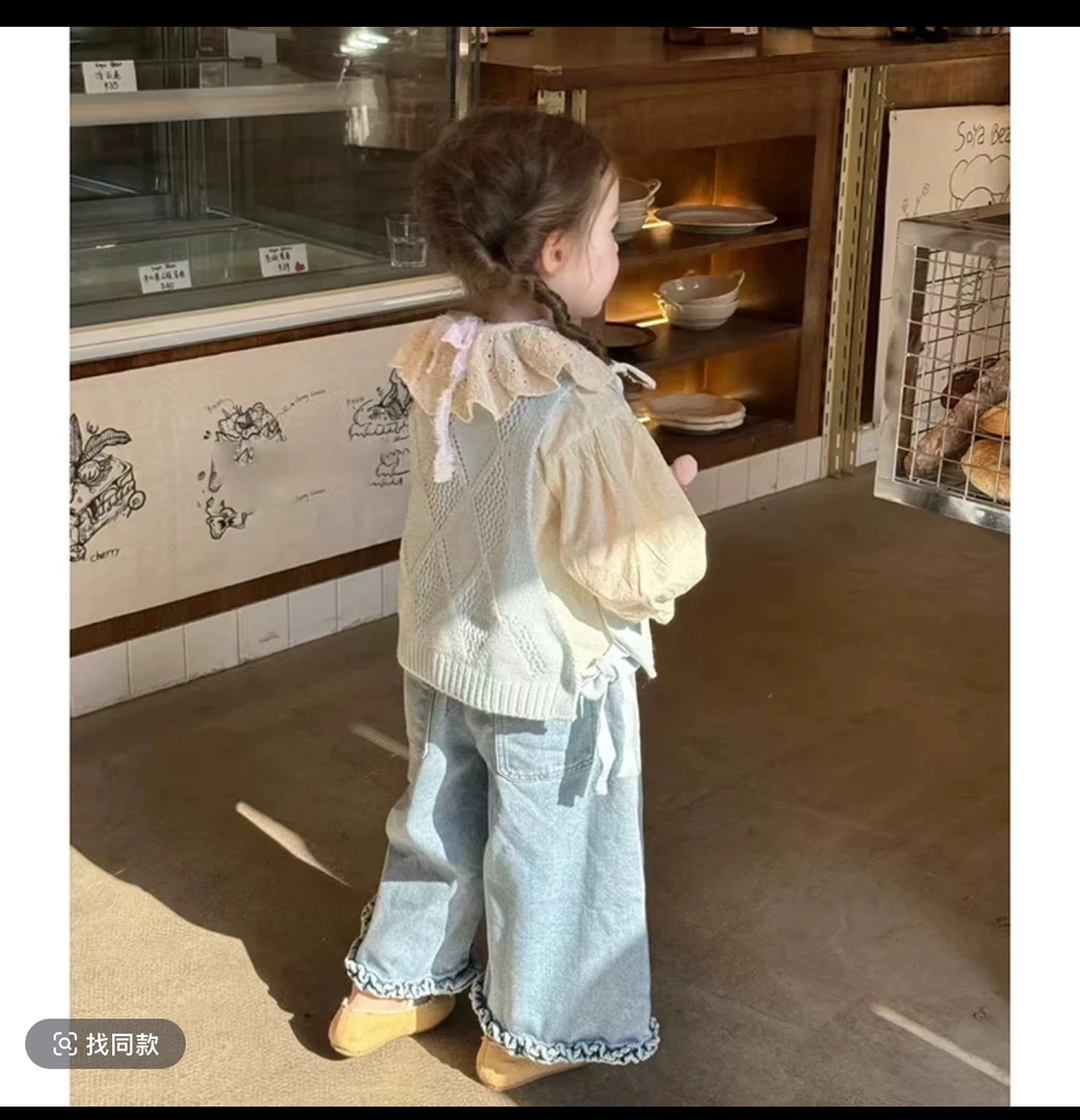春季蓝色马甲+衬衫+牛仔裤，好好看A5-332/LJK5-10/A5-306女童