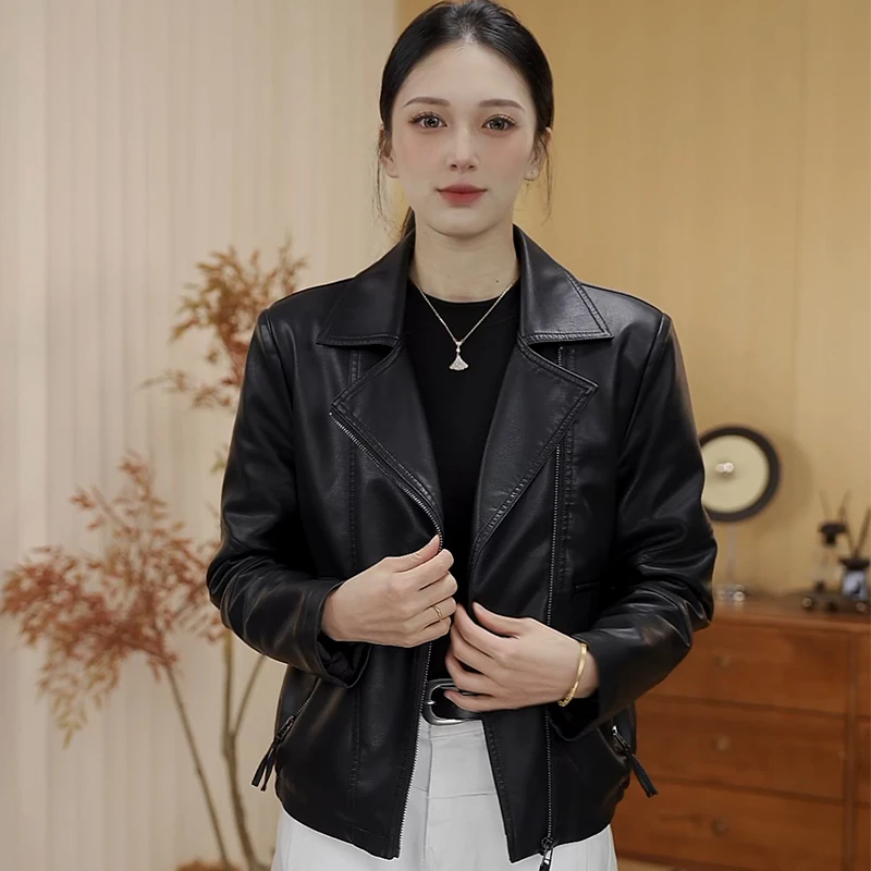 2025海宁皮衣秋冬女士外套皮衣外套修身显瘦时尚百搭春秋爆款外套