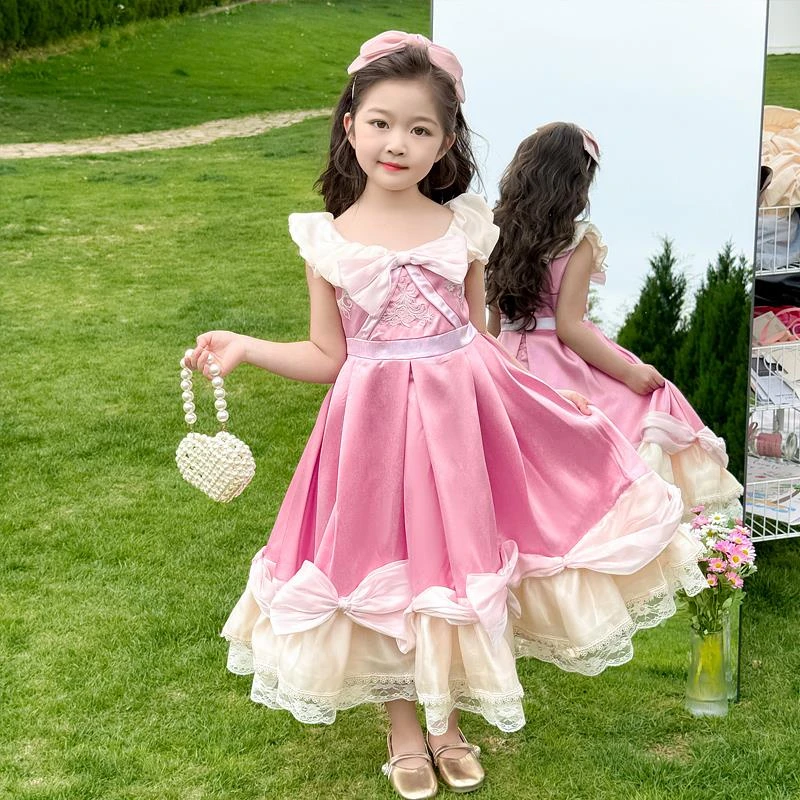 范哲萨女童公主裙夏季2025新款洋气儿童无袖连衣裙高端礼服生日蓬