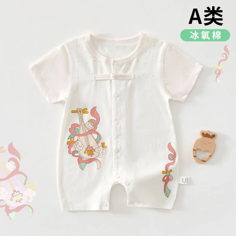 婴儿衣服1岁女童夏季薄款国风连体衣A类纯棉宝宝空调哈衣