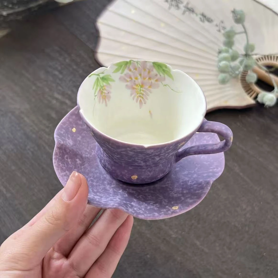 洒金紫藤花-茶咖杯@z1068