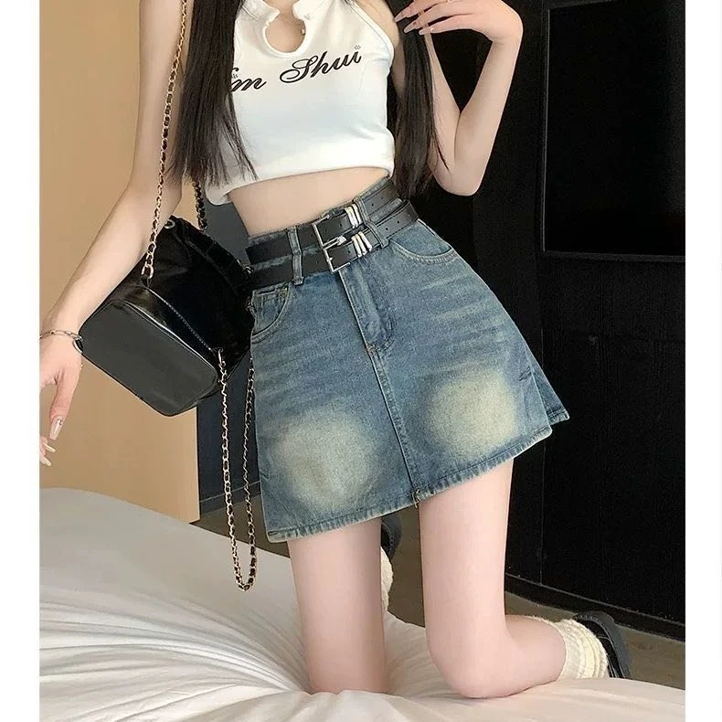 【351-400】牛仔短裙短裤 A字百搭高腰夏季包臀修身显瘦 直BO拍