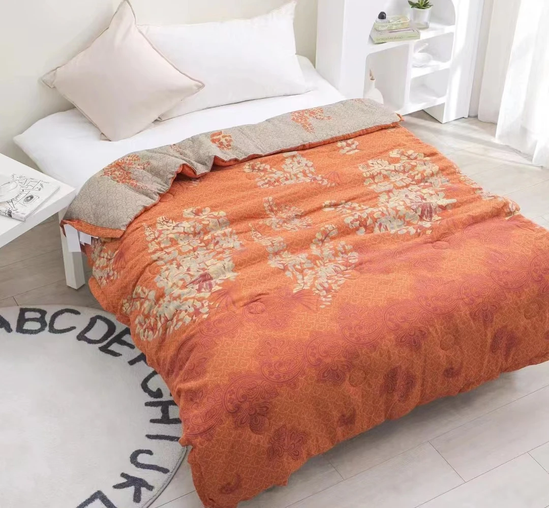 【薰衣草】*全棉双层纱李官奇大豆被保暖舒适单人150*200cm