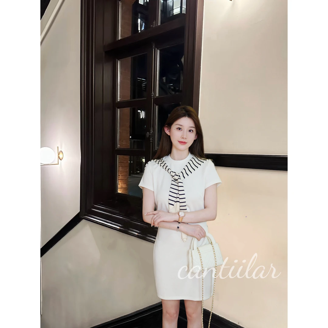 CANTIILAR “清纯小蛮腰”修身显瘦捏褶连衣裙 巨舒服 SD-782X