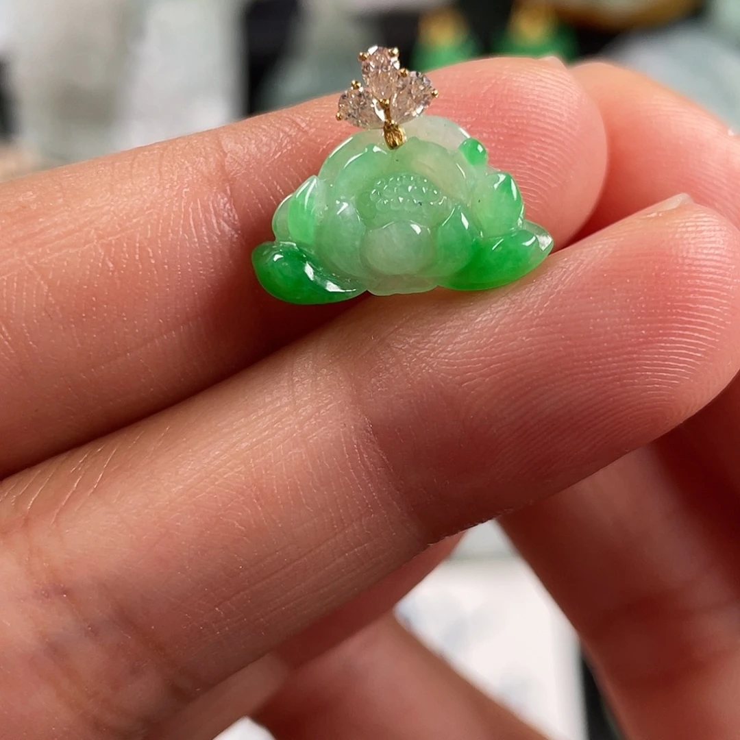 翡翠18K金镶嵌吊坠(不含链)