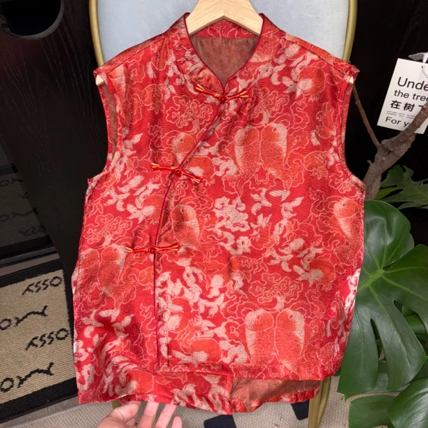 超美四色" 夏季国风新中式无袖上衣提花 美学穿搭