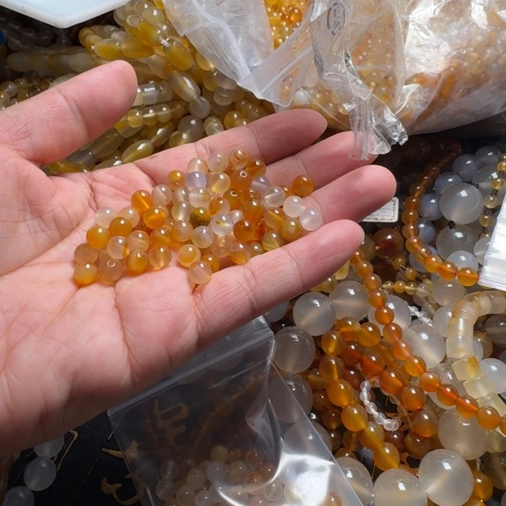 玛瑙/玉髓颈饰合金卡7珠子100粒