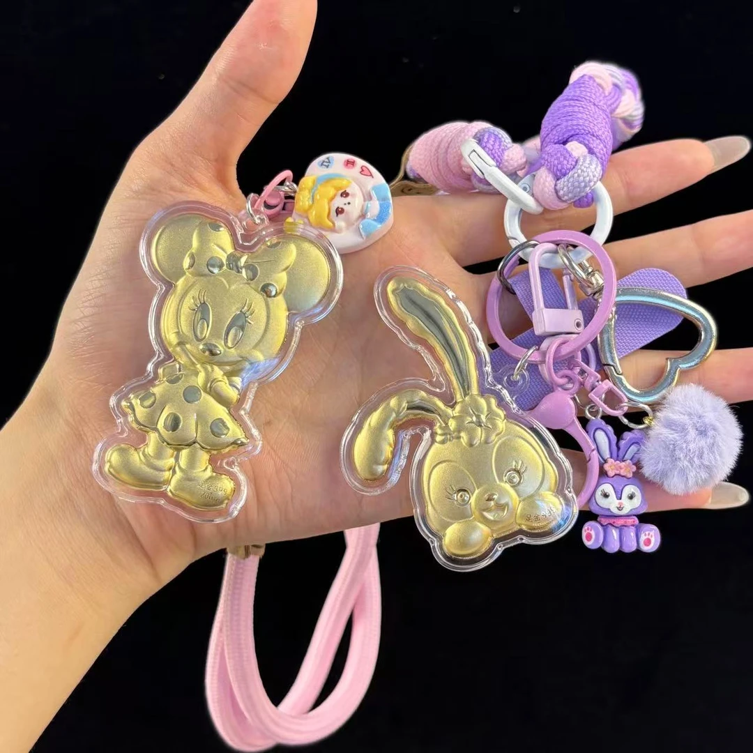 【新品热销】水贝黄金999星黛露米奇拉布布卡通金片手机挂件