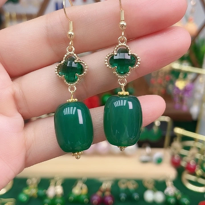 合金耳钉玛瑙/玉髓