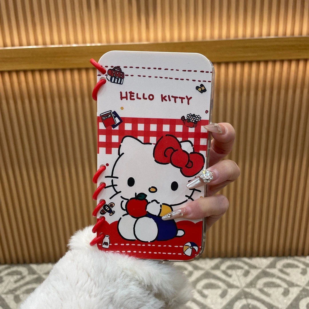 翻盖笔记本KT猫适用于苹果16ProMax线圈手机壳高颜值创意个性防摔