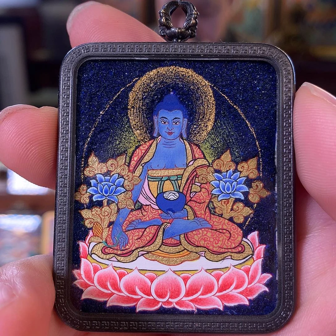 吊坠热贡纯手绘唐卡药师