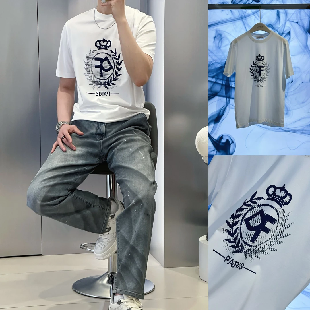 228 迪卡里奥·费雷/25夏季新款男士定制高弹抗皱棉圆领短袖T恤