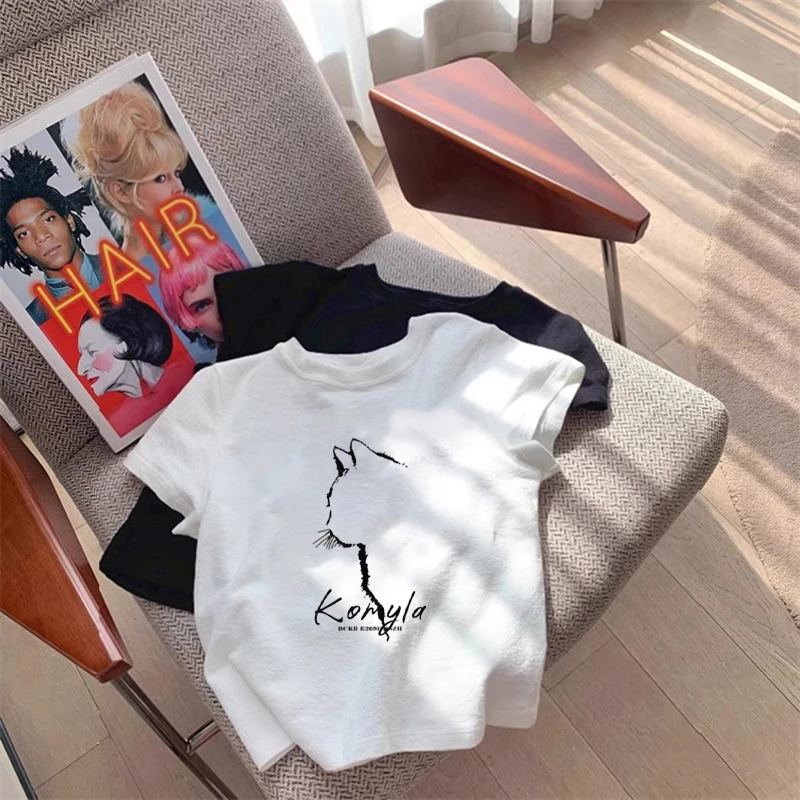 2025夏季新款正肩棉质短袖t恤女时尚百搭洋气减龄显瘦小版型上衣