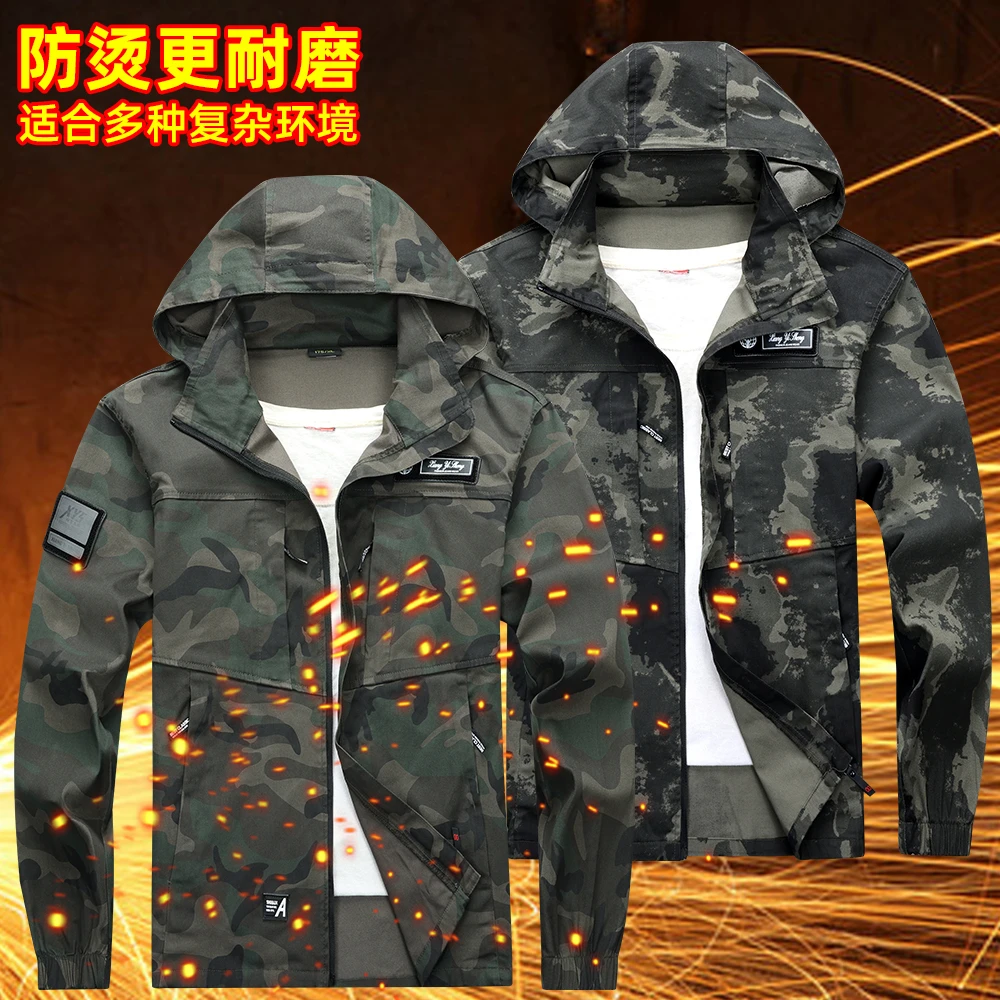 春秋季多功能迷彩套装户外工作劳保服耐磨汽修男女同款耐脏