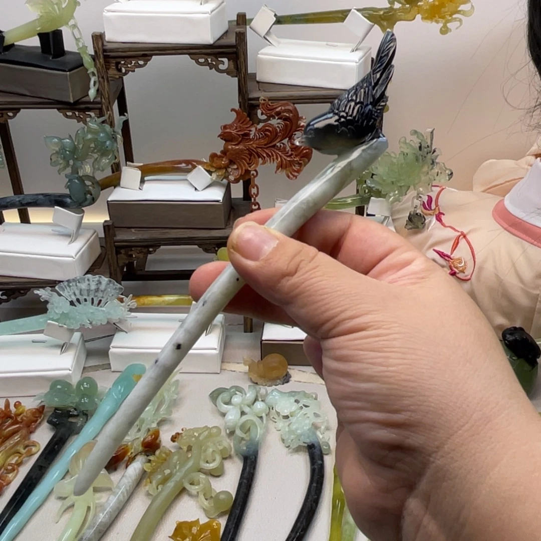 蛇纹石玉合金发饰