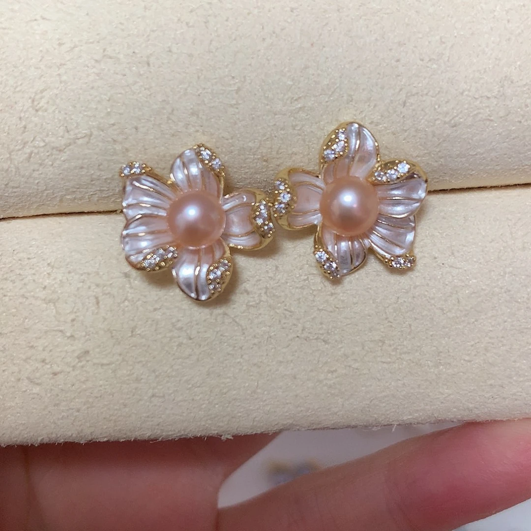 淡水珍珠耳饰合金