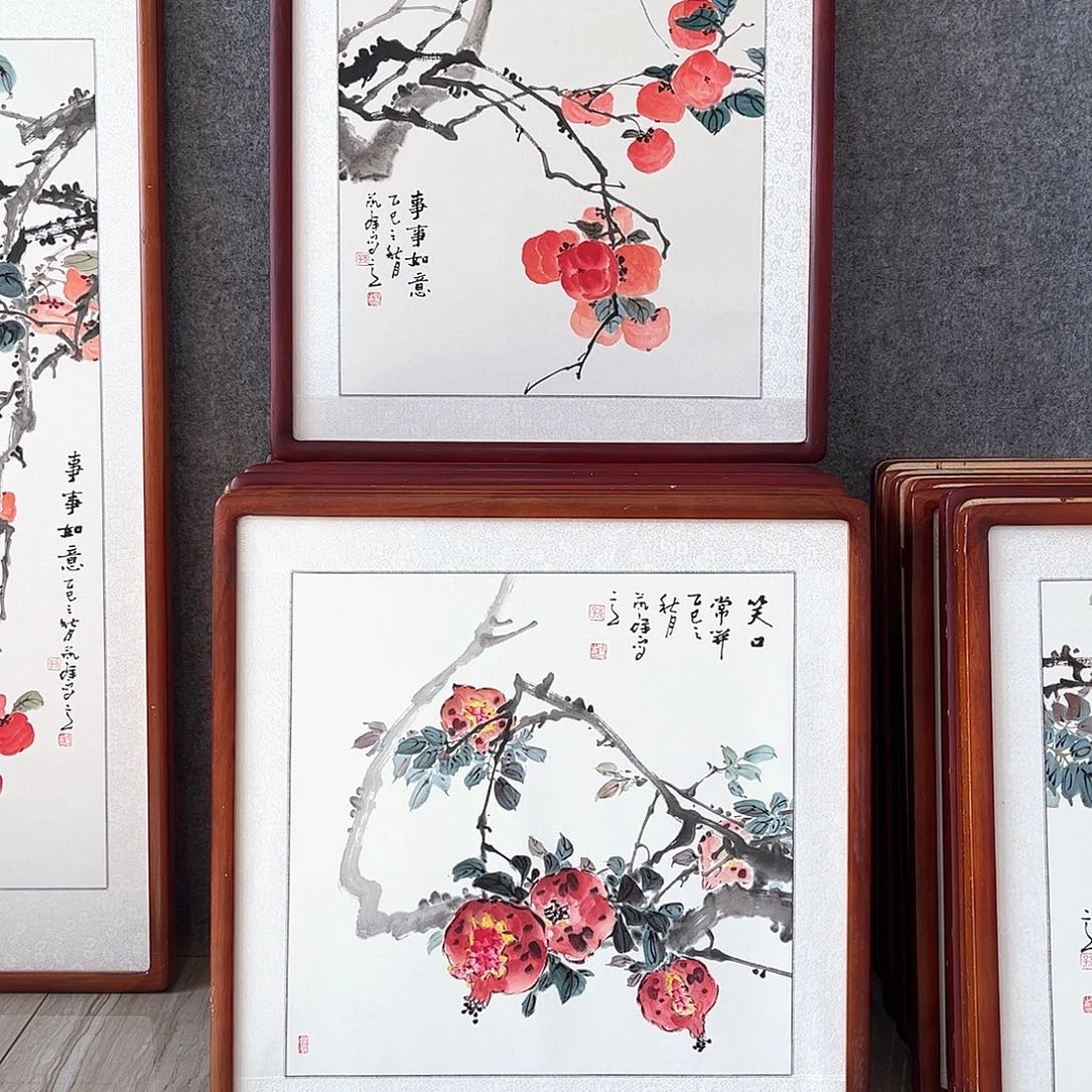 国画书画作品带框63×63