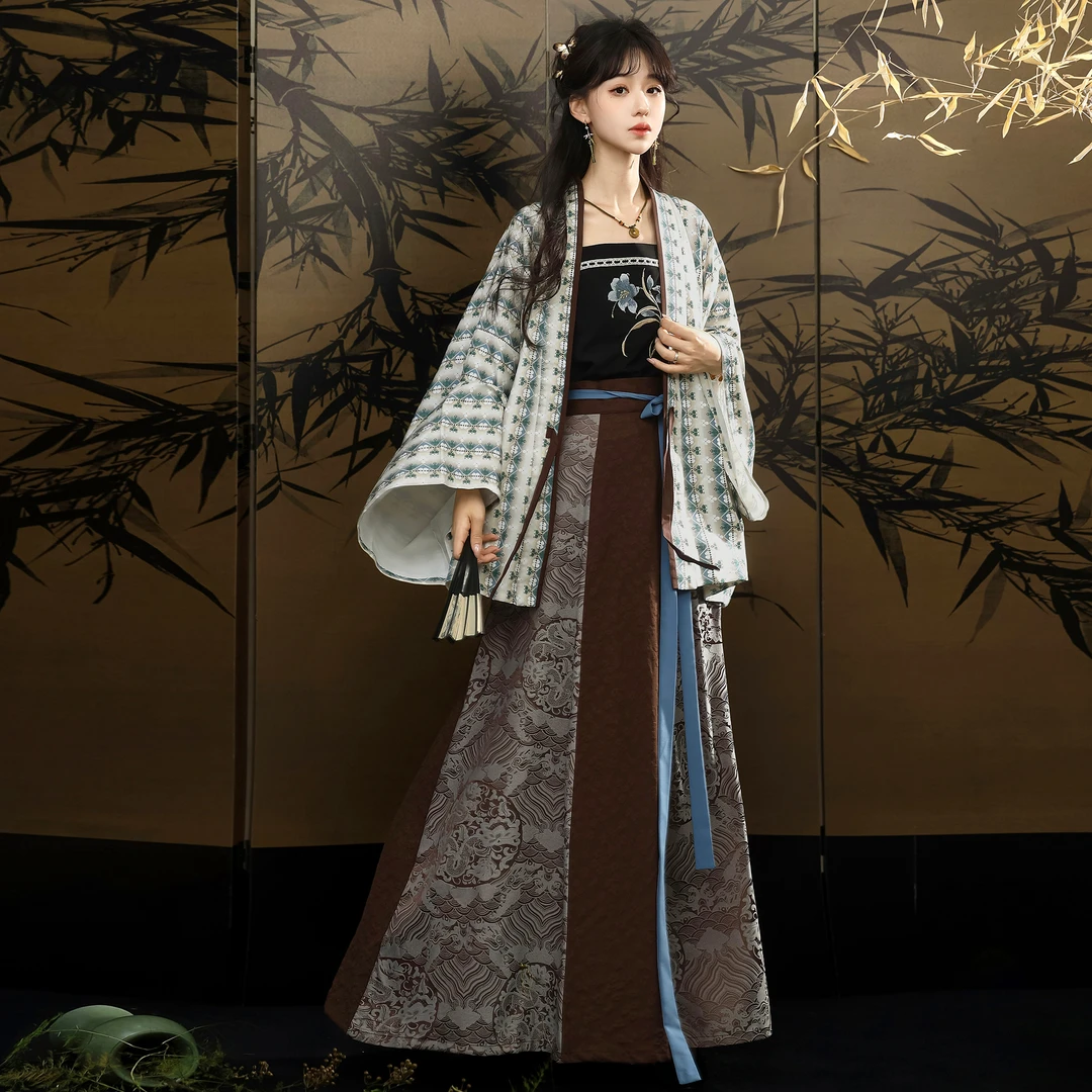 素羽华裳秋叙 汉服女2025新款改良日常可穿 北朝晋制褶衣八破裙秋
