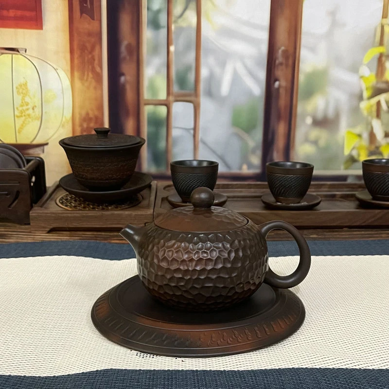 紫陶凤鸣西施壶全手工雕刻锤纹茶壶功夫茶具泡茶壶如意单壶礼盒是