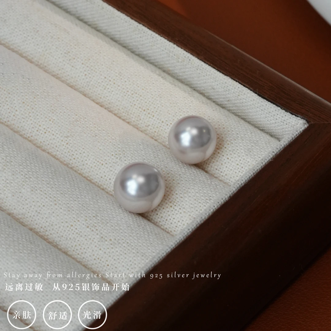 丽沁 925银耳饰 优雅曼塔玫瑰紫珠耳钉女法式气质百搭耳环简约