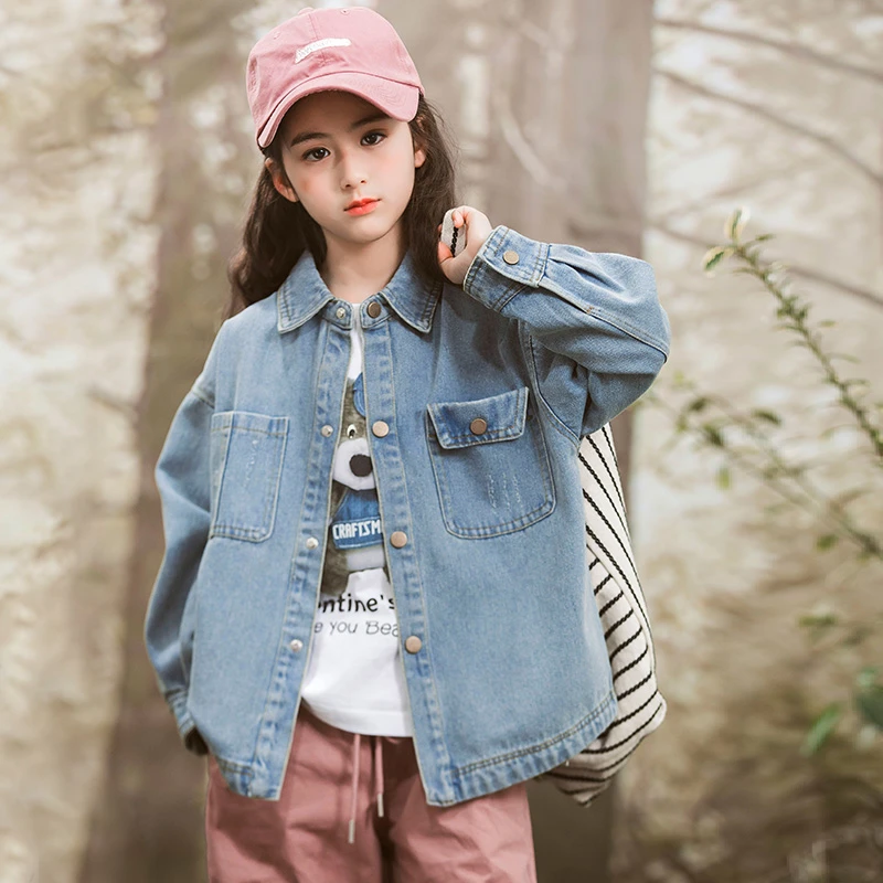 女童牛仔外套秋装2025新款儿童上衣洋气时髦春秋款中大童牛仔衬衫