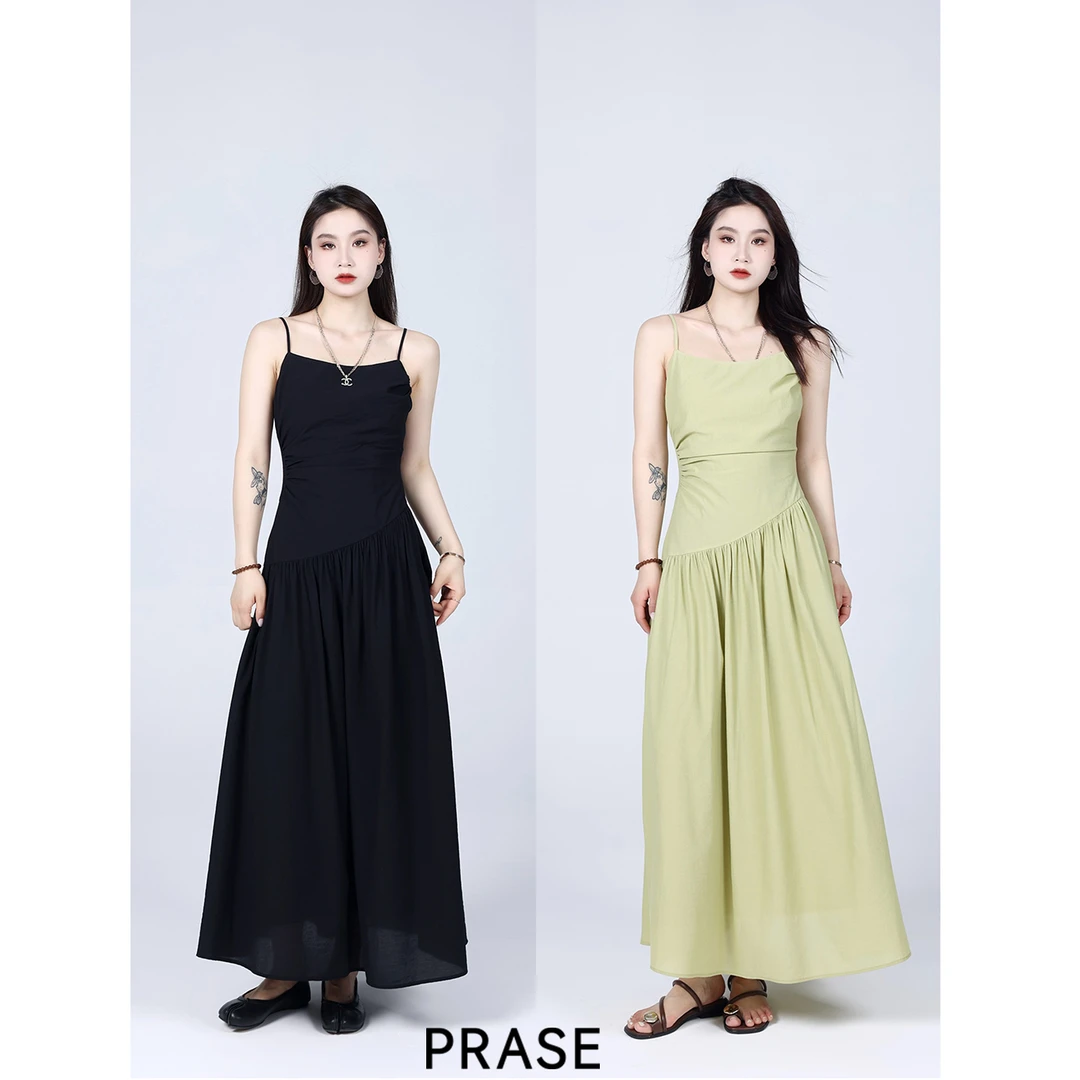 PRASE·噜【千山翠】微胖轻奢设计款夏女时尚吊带收腰连衣裙PR504B31