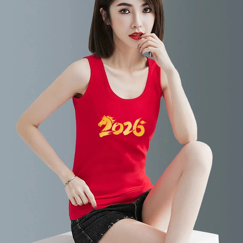 【纯棉加绒背心】2026本命年马年修身红色男女保暖鸿运结婚喜庆定制