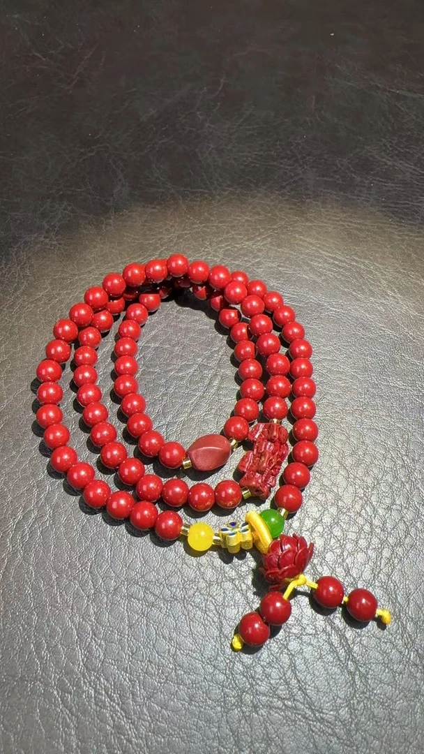 天然辰砂0037朱砂（好运貔貅）多圈手串an0037（无礼盒）