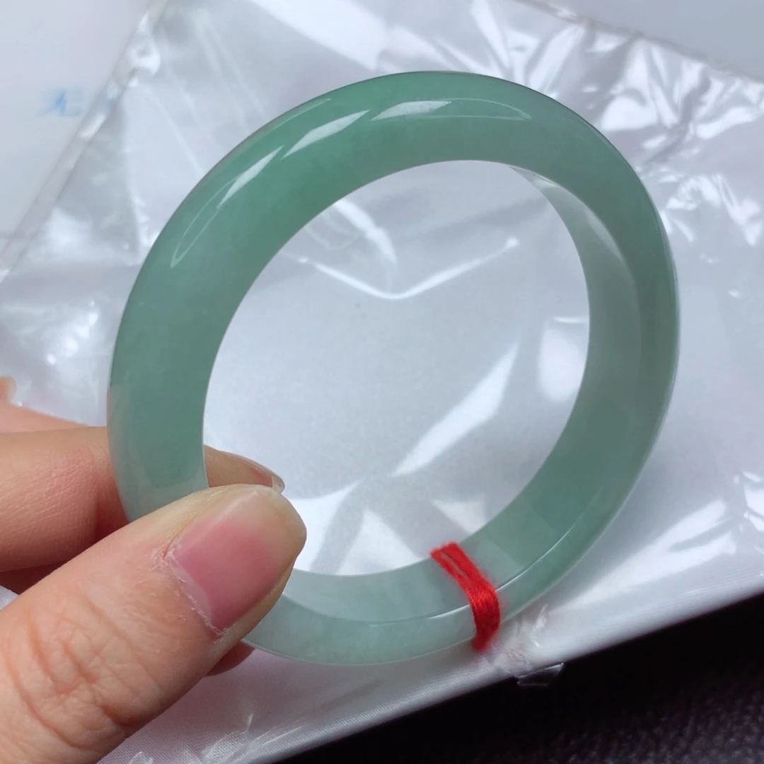 翡翠未镶嵌手镯冰胶甜绿满色5758