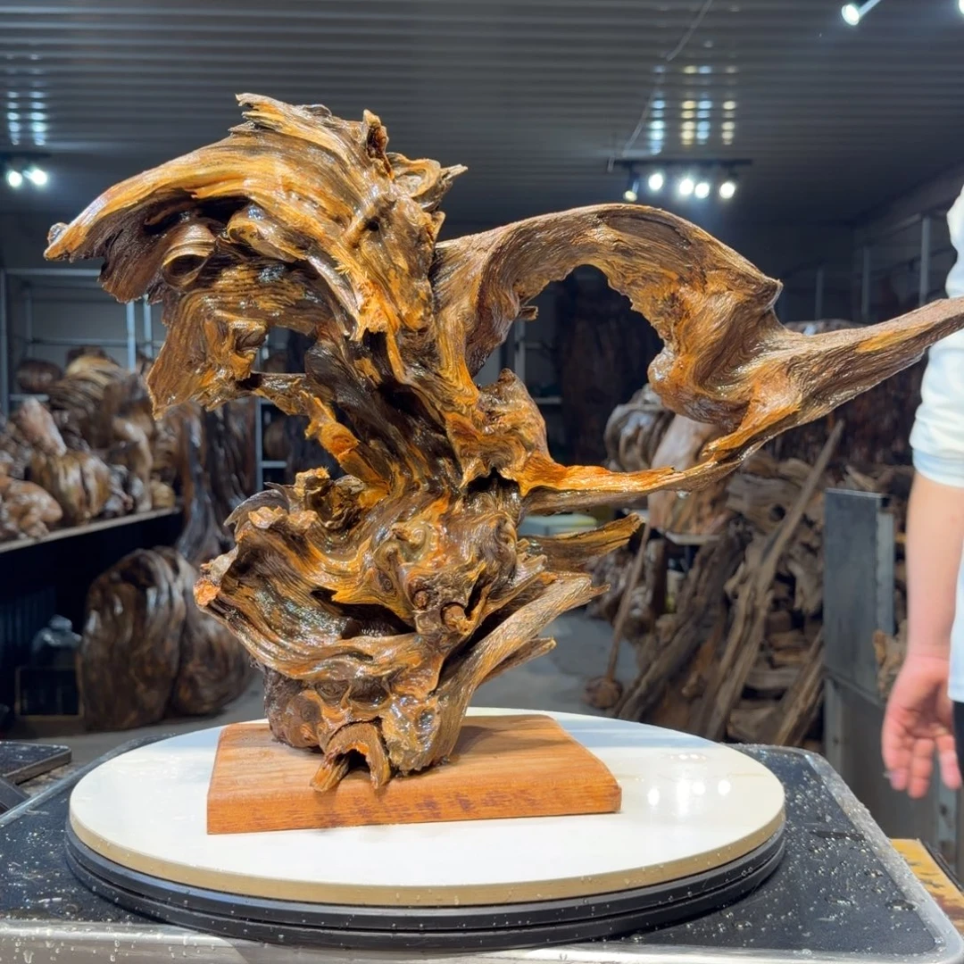 ****憬木王一刀琥珀木摆件47