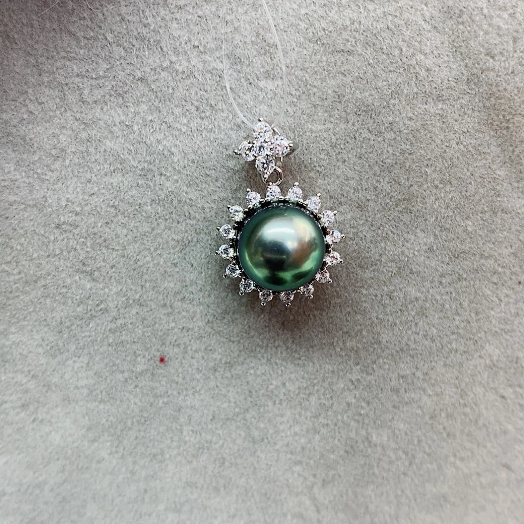 吊坠(不含链)银S925镶嵌海水珍珠9-10