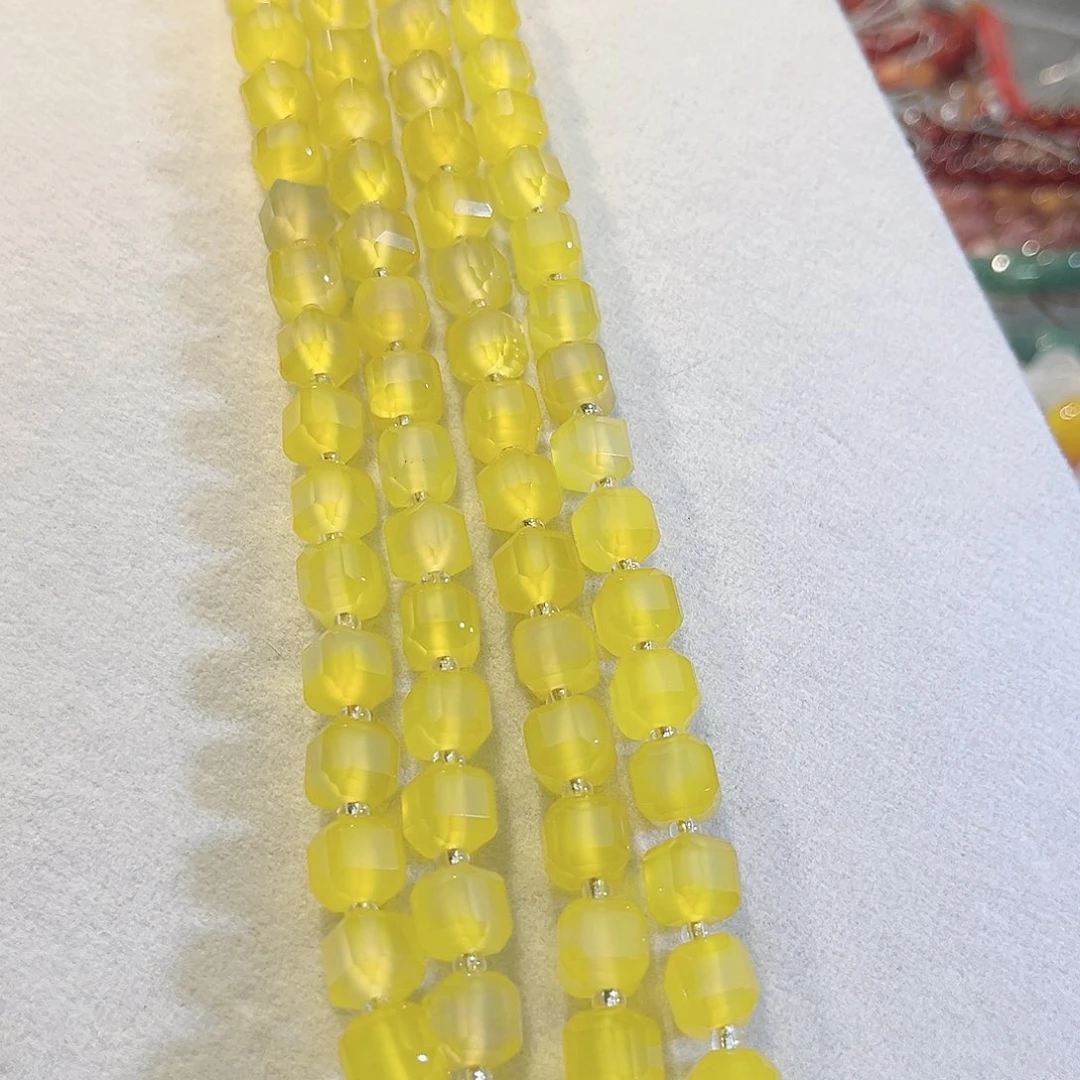 玛瑙/玉髓合金珠宝半成品玛瑙刻面方糖9mm