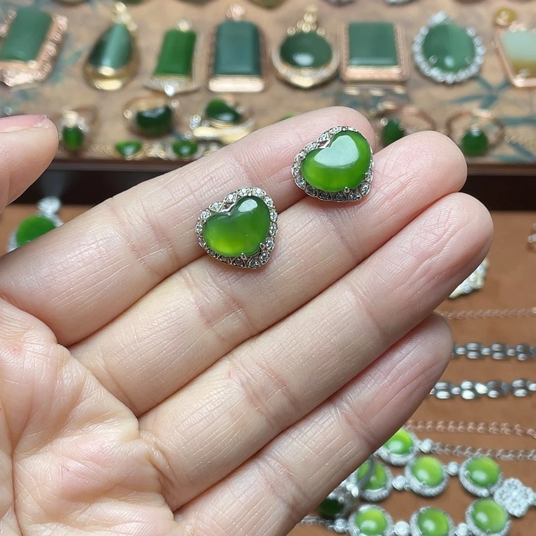 和田玉（碧玉）银S925镶嵌吊坠(不含链)