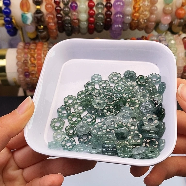 未镶嵌蓝水翡翠花朵玛瑙/玉髓