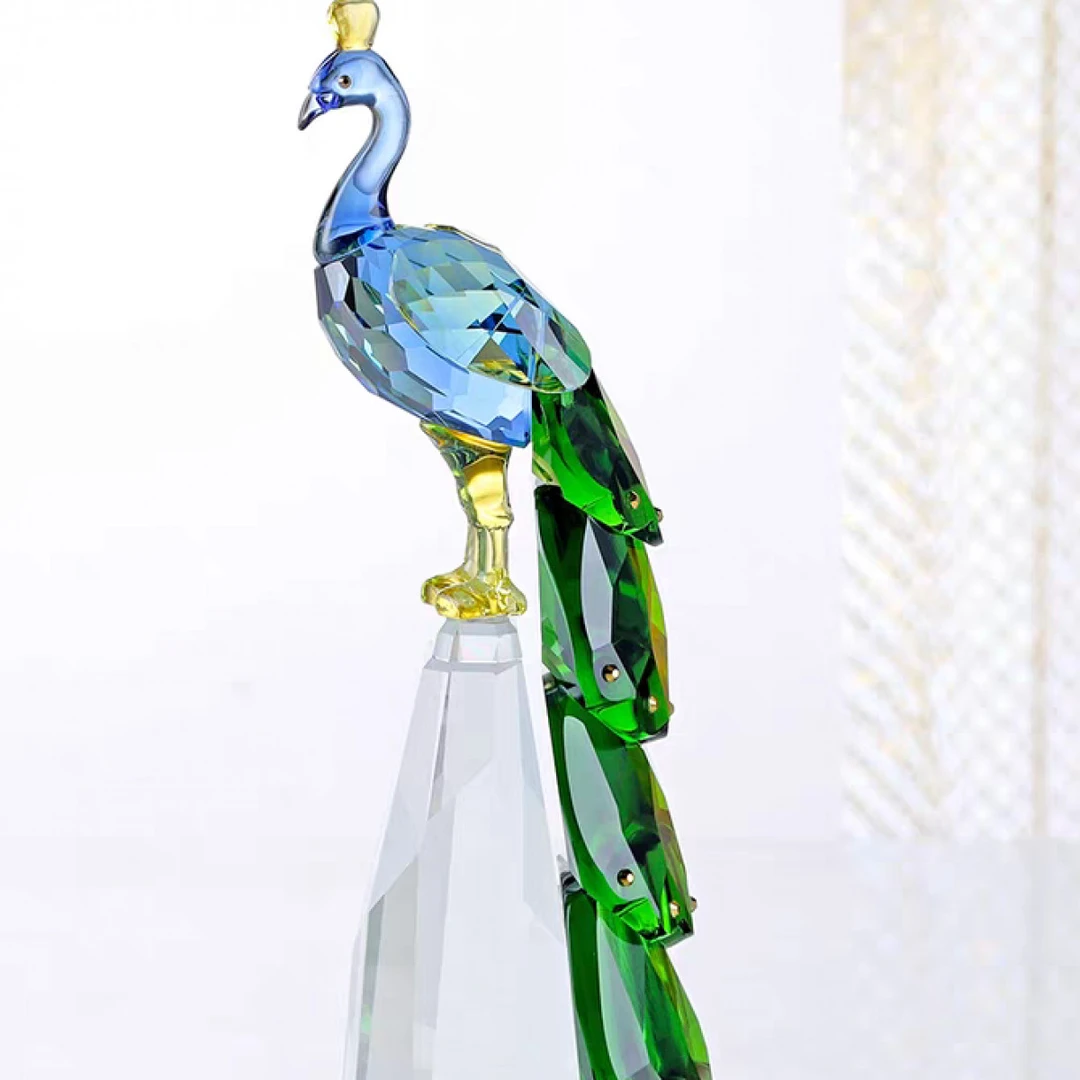 k9孔雀家居摆件蓝色工艺品高档创意轻奢家居饰品摆件240*90