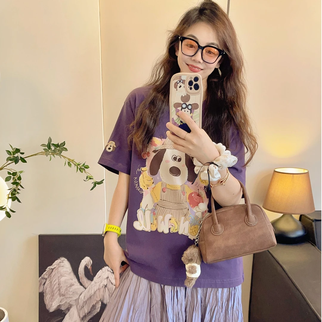 原chuang ~水果狗（无感印花）~小羊家宽松短袖T恤3752（90-150斤）